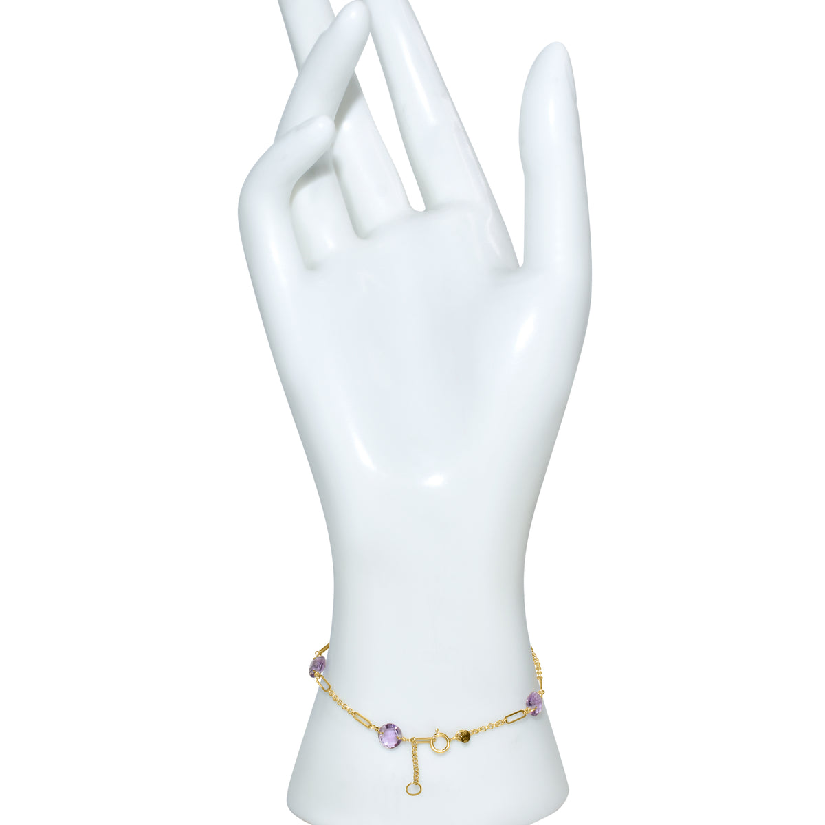 14k Amethyst 5 Fancy Station Bracelet