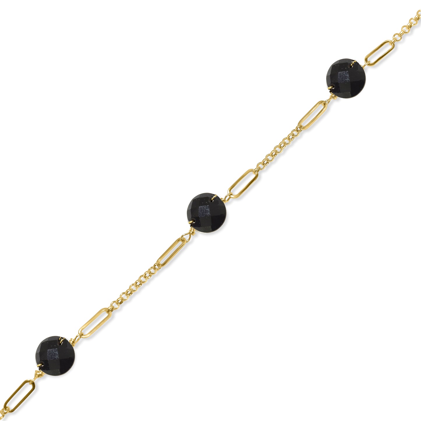 14k Black Onyx Fancy Station Bracelet