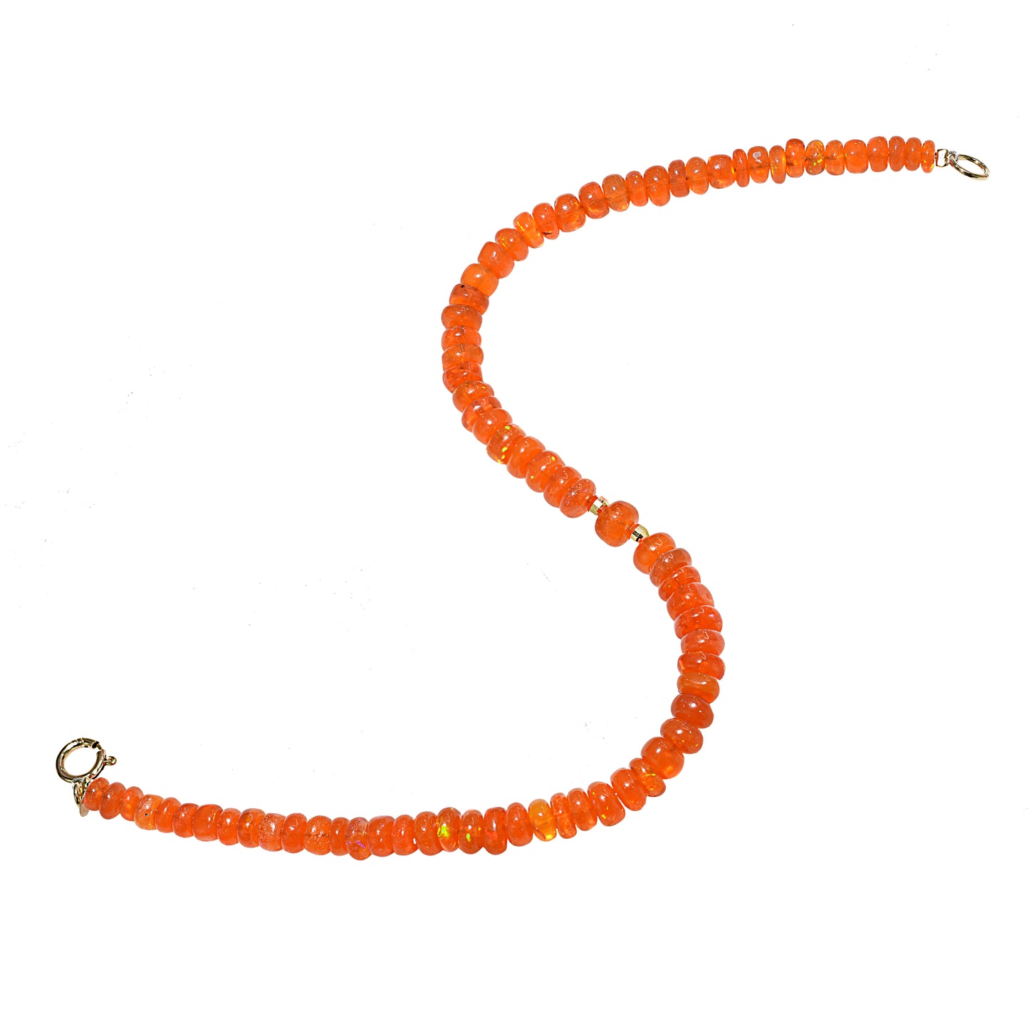 14k Dyed Orange Opal Gold Ball Bracelet
