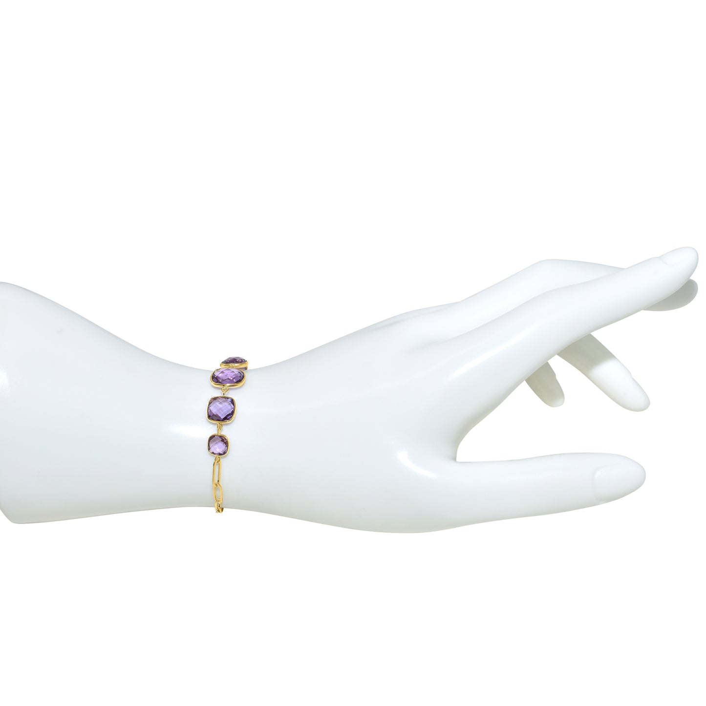 14k Amethyst 5 Cushion Bezel Bracelet