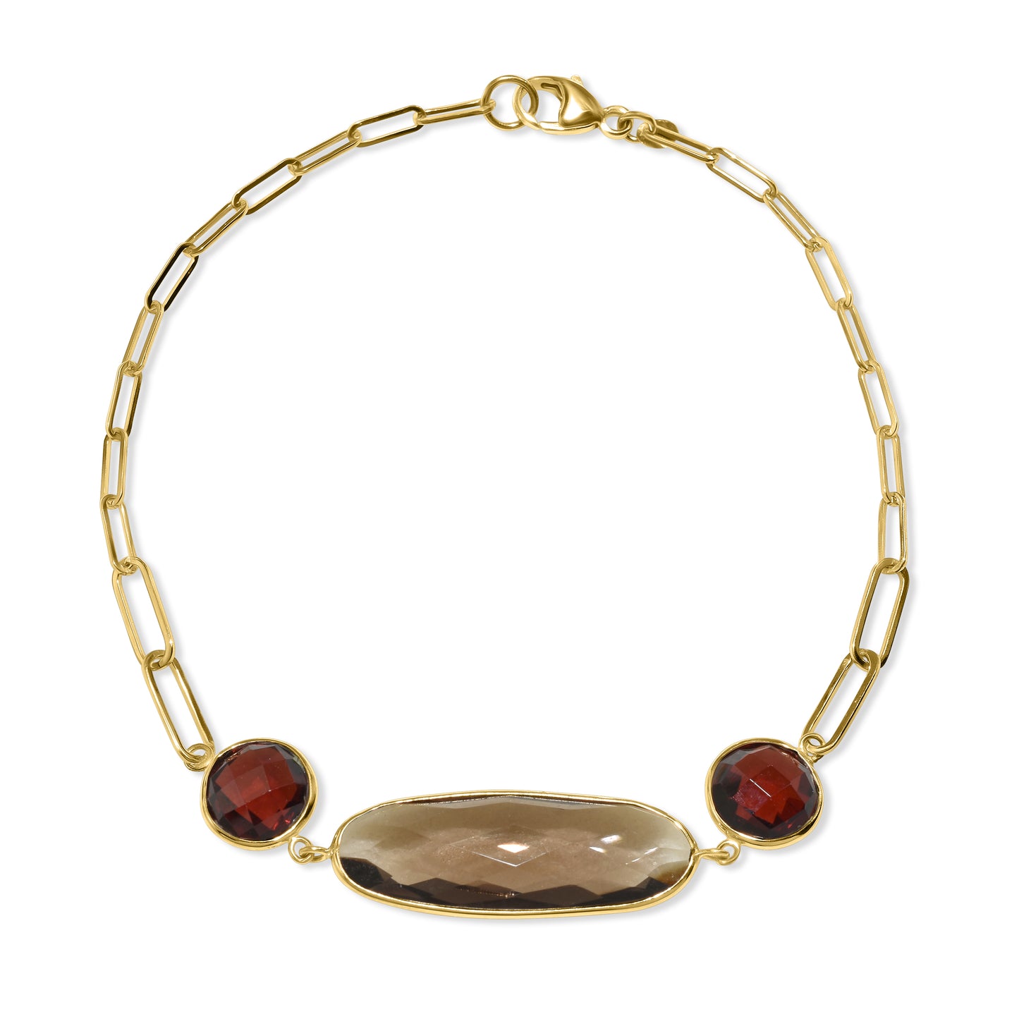 14k Smoky Quartz Garnet Paperclip