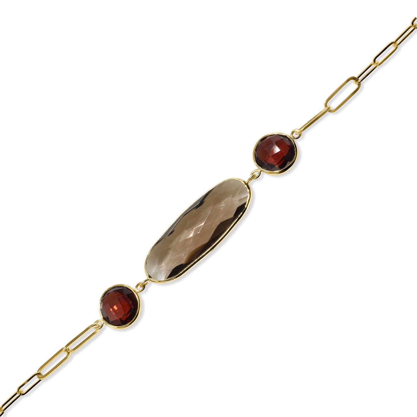 14k Smoky Quartz Garnet Paperclip