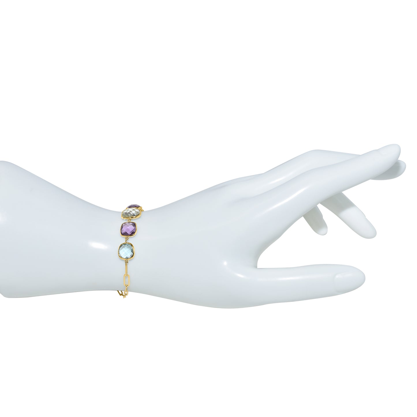 14k Multi Gemstone 5 Bezel Paperclip
