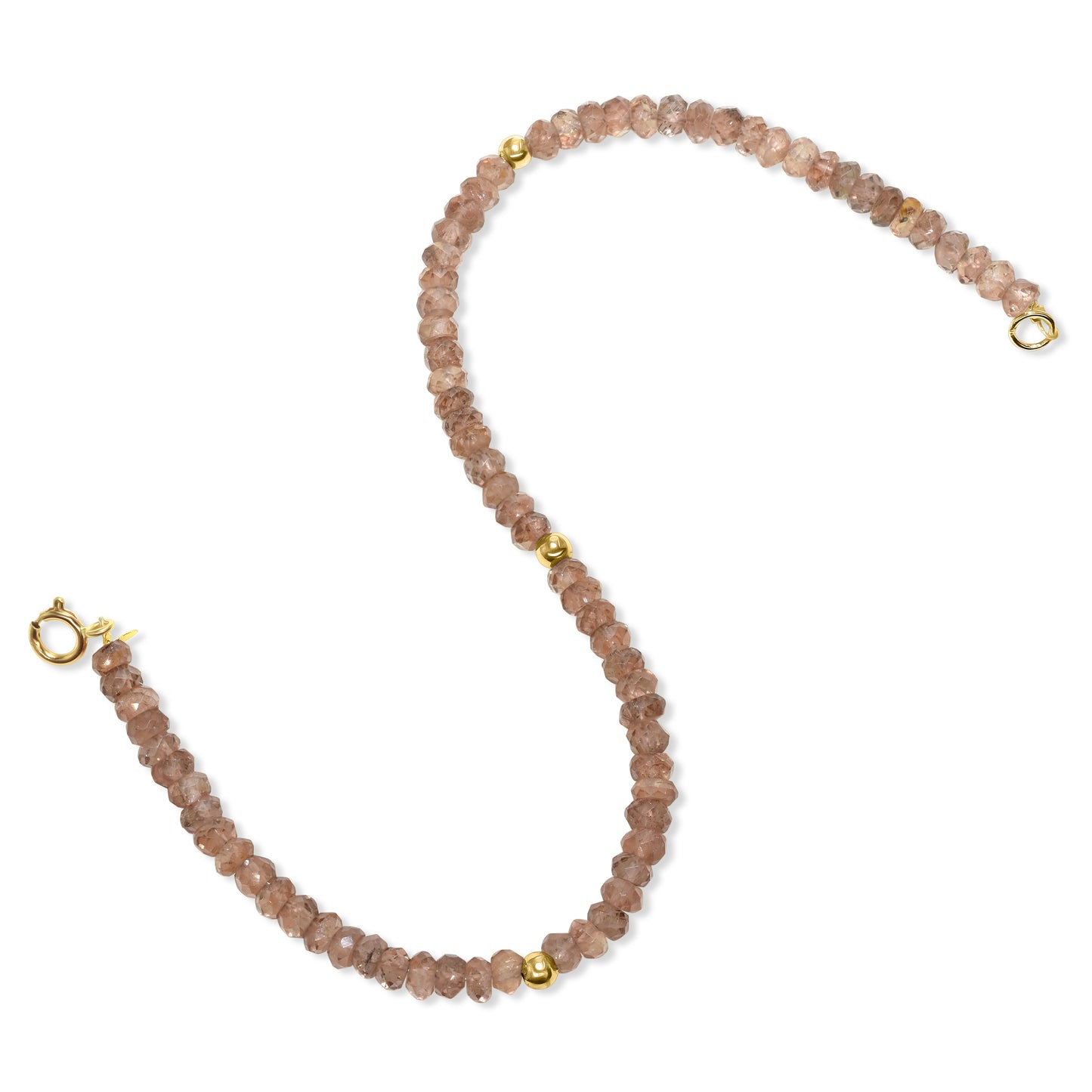 14k Yellow Gold Gemstones 3 Gold Roundel Stations Bracelet