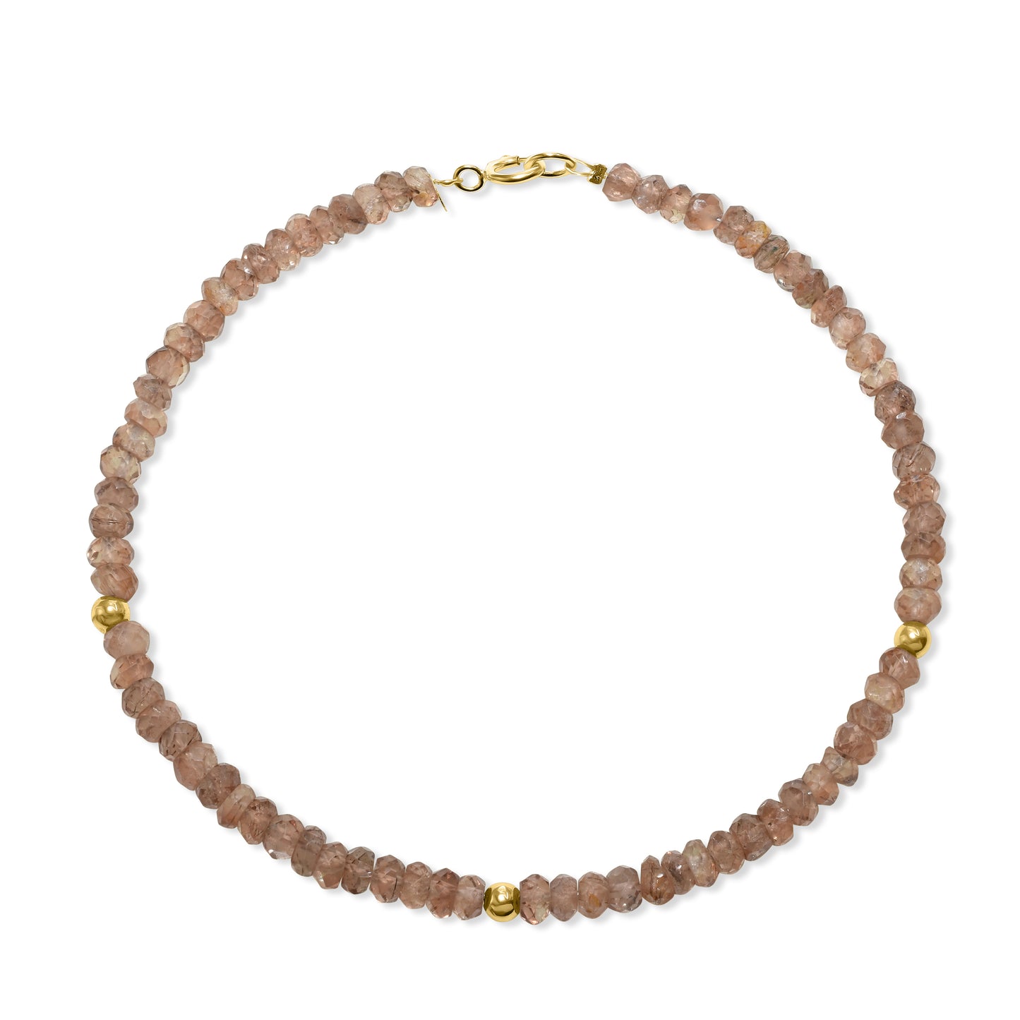 14k Yellow Gold Gemstones 3 Gold Roundel Stations Bracelet