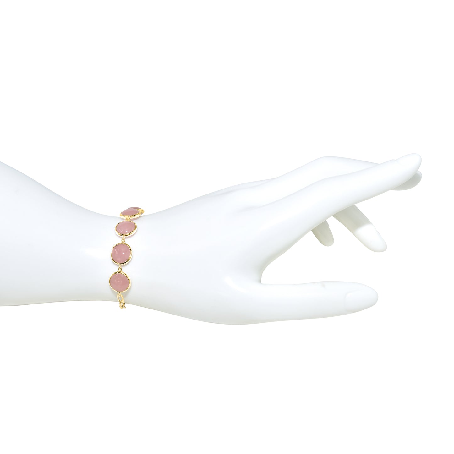 14k Guava Quartz 5 Bezel Paperclip Bracelet