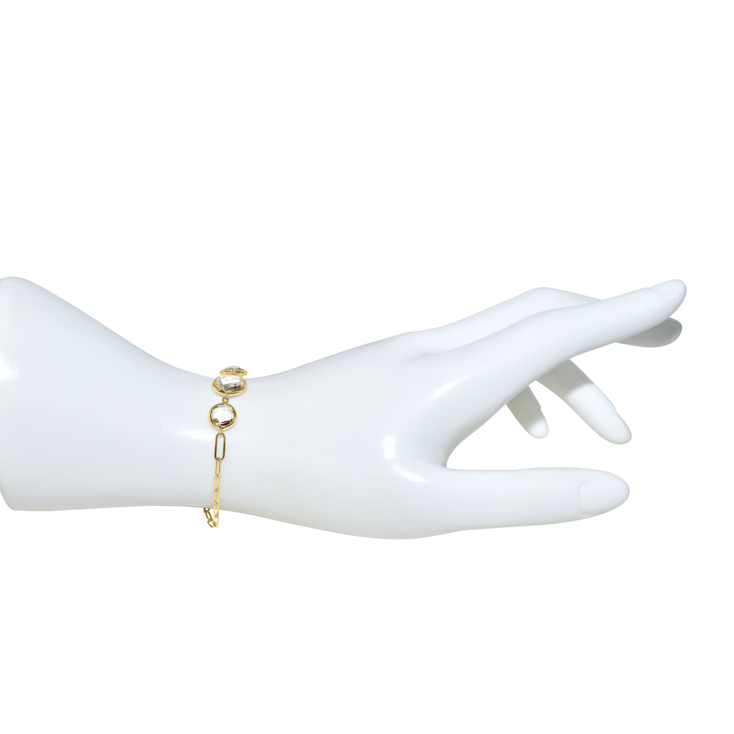 14k White Topaz Paperclip Bracelet