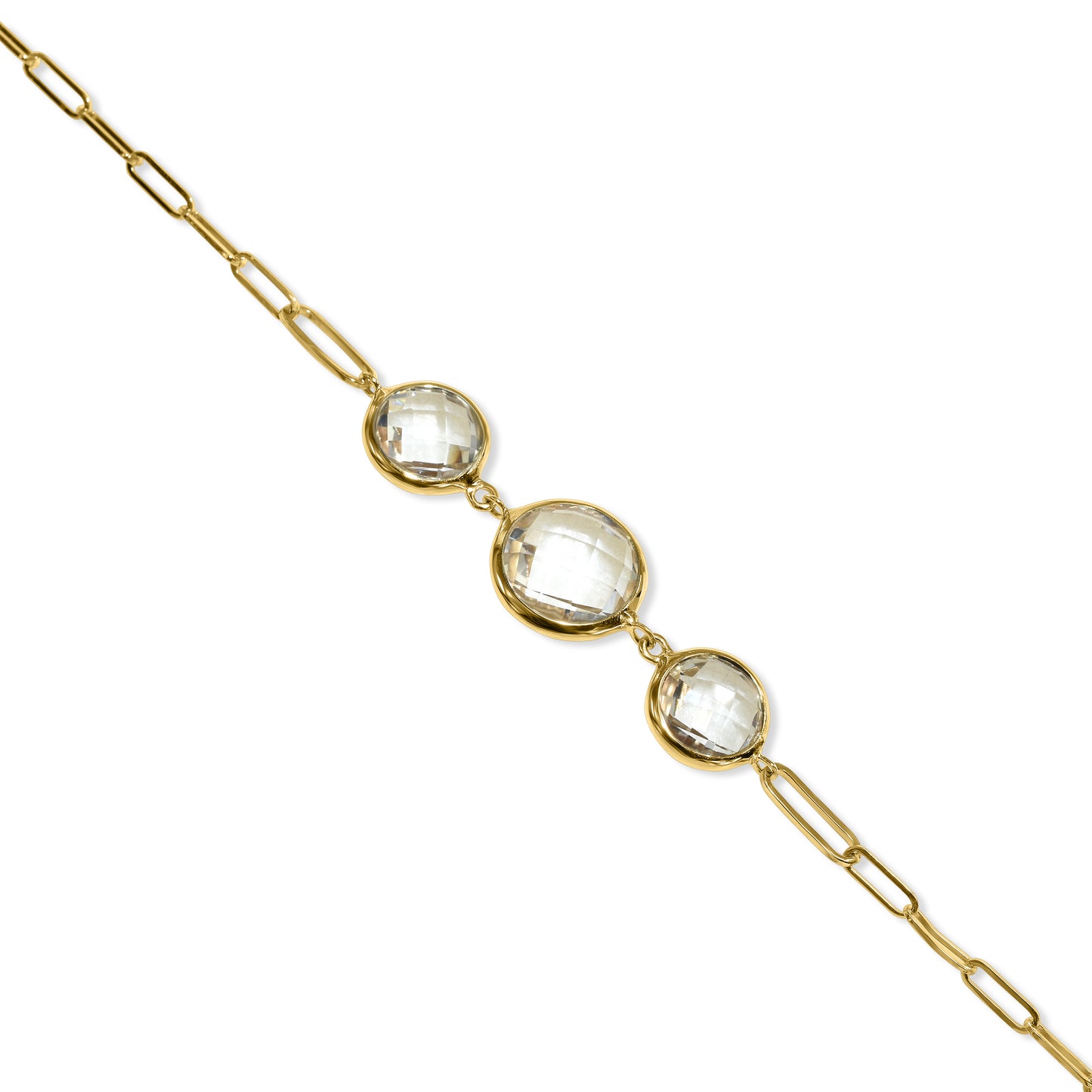 14k White Topaz Paperclip Bracelet