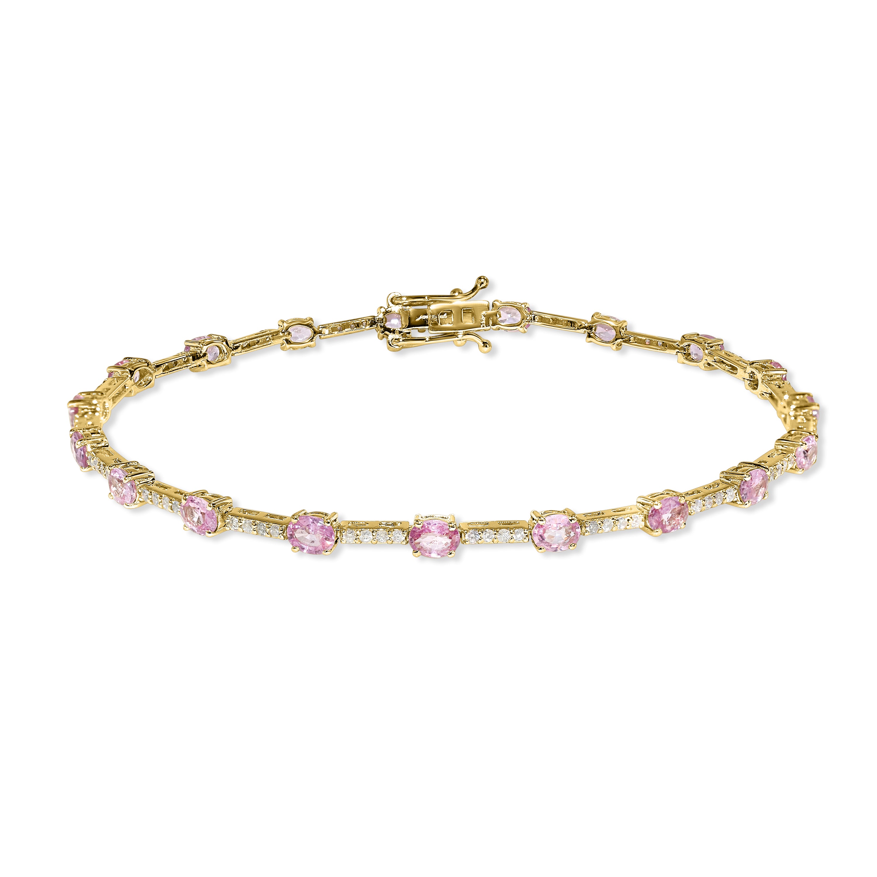 14k Pink Sapphire Diamond Bracelet