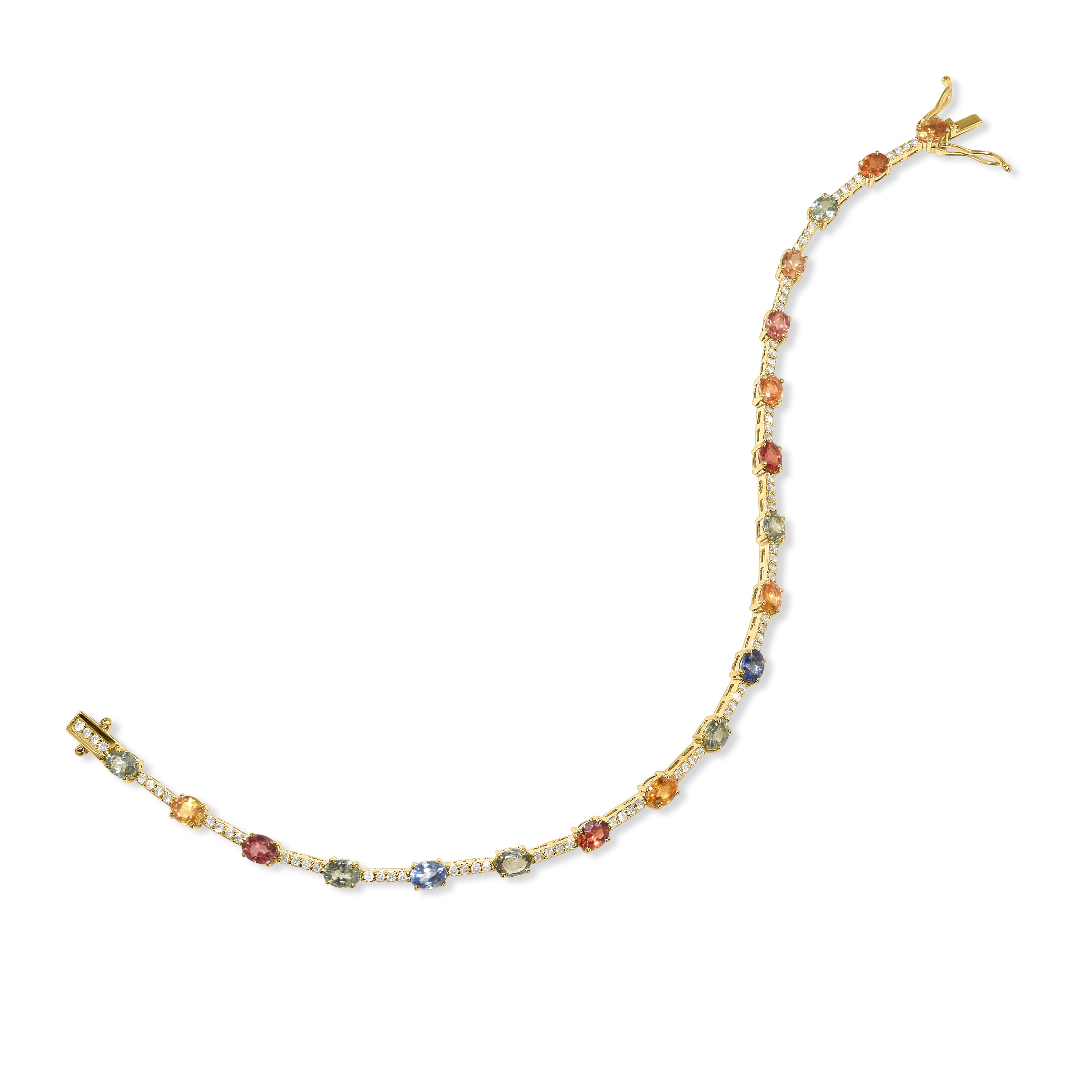 14k Multi Sapphire Diamond Bracelet