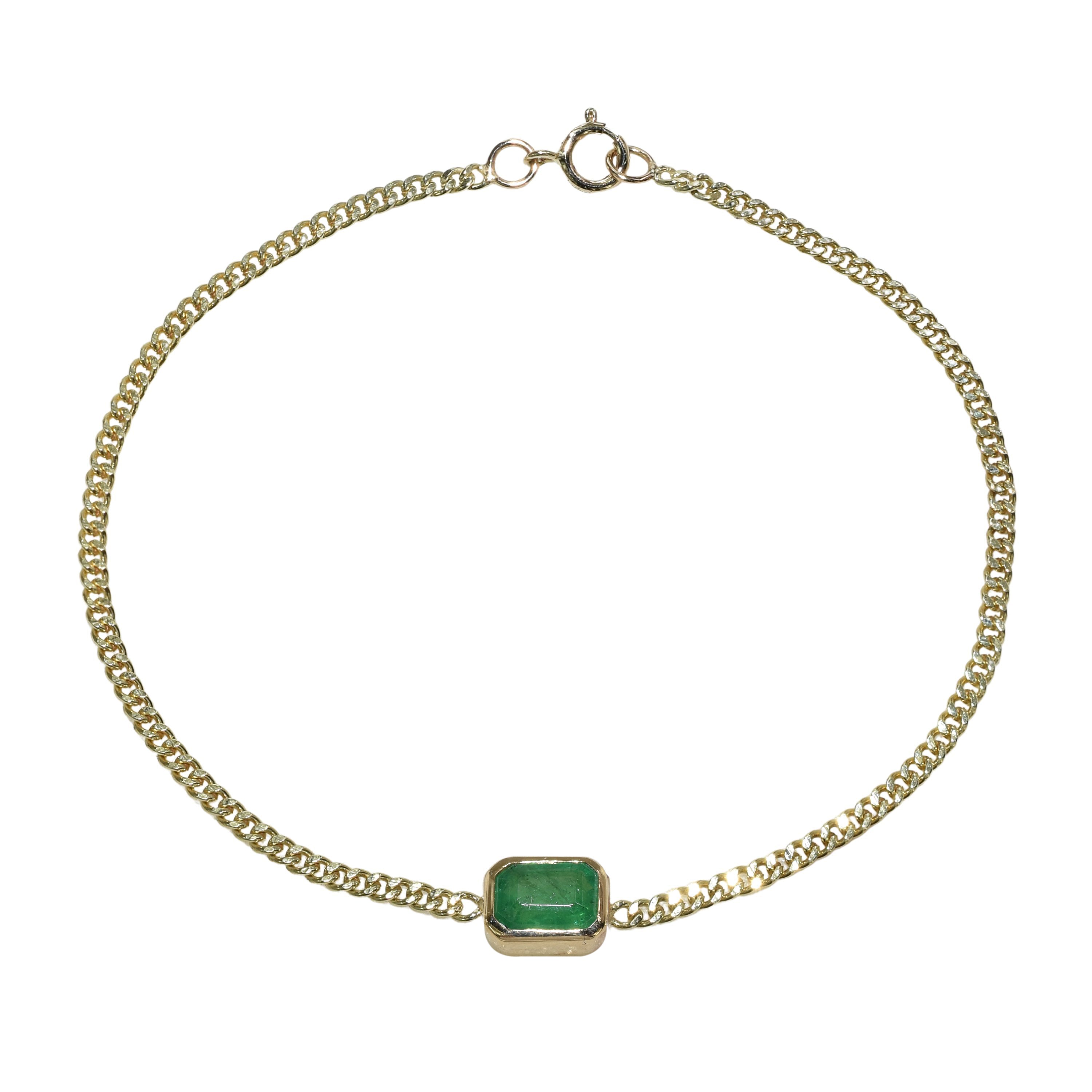 14k Emerald Rectangle Bezel Bracelet