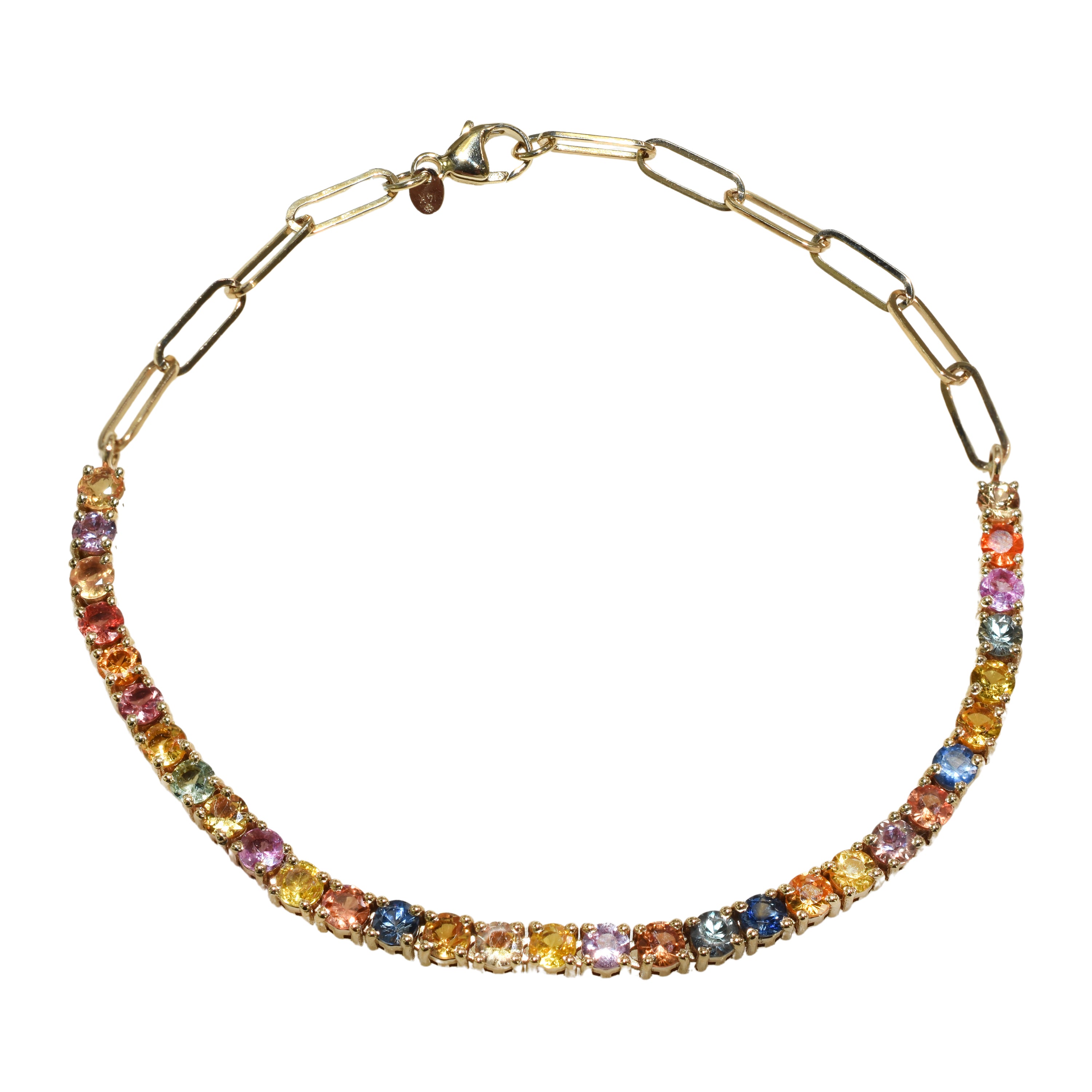 14k Tennis Chain Multi Sapphire Bracelet