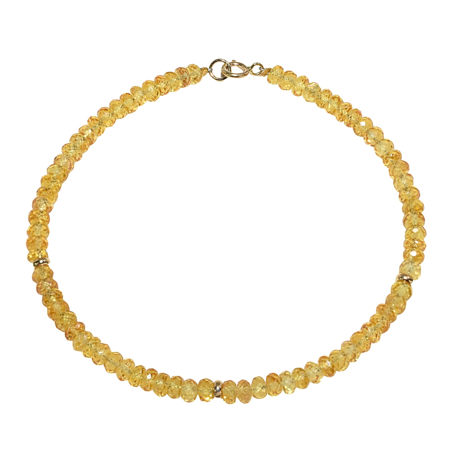14k Yellow Gold Gemstones 3 Gold Roundel Stations Bracelet