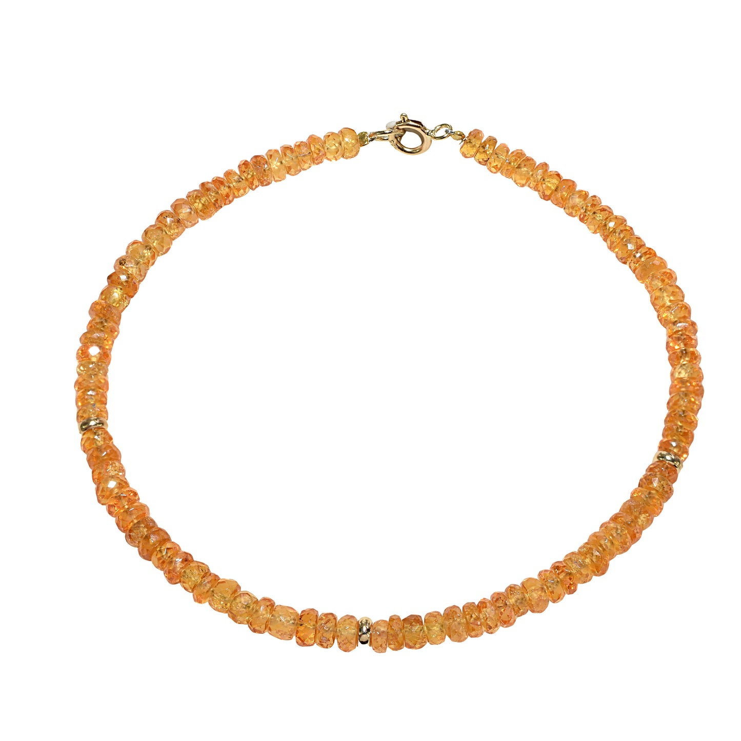 14k Yellow Gold Gemstones 3 Gold Roundel Stations Bracelet