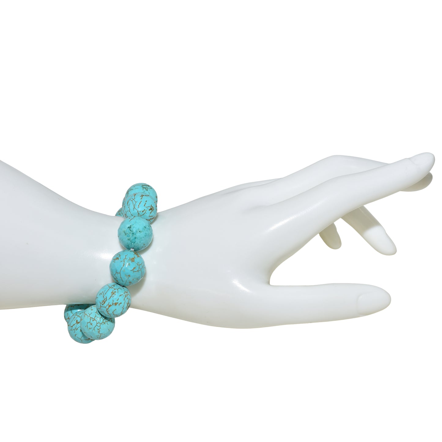 Turquoise 15mm Faceted Round Stretch Bracelet