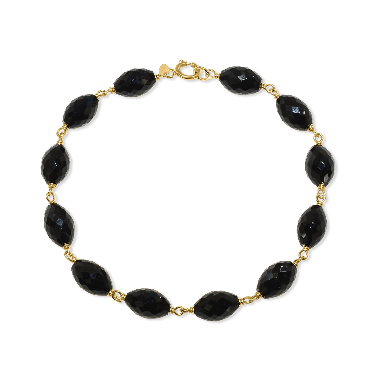 14k Black Onyx Faceted Oval Link Bracelet