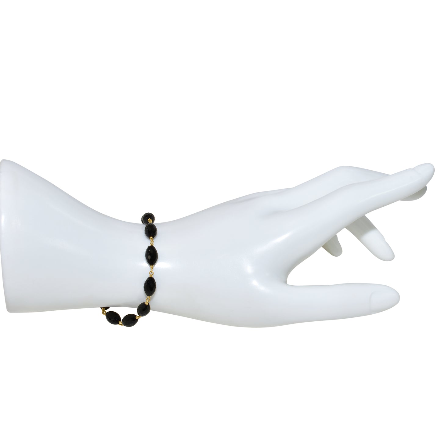 14k Black Onyx Faceted Oval Link Bracelet