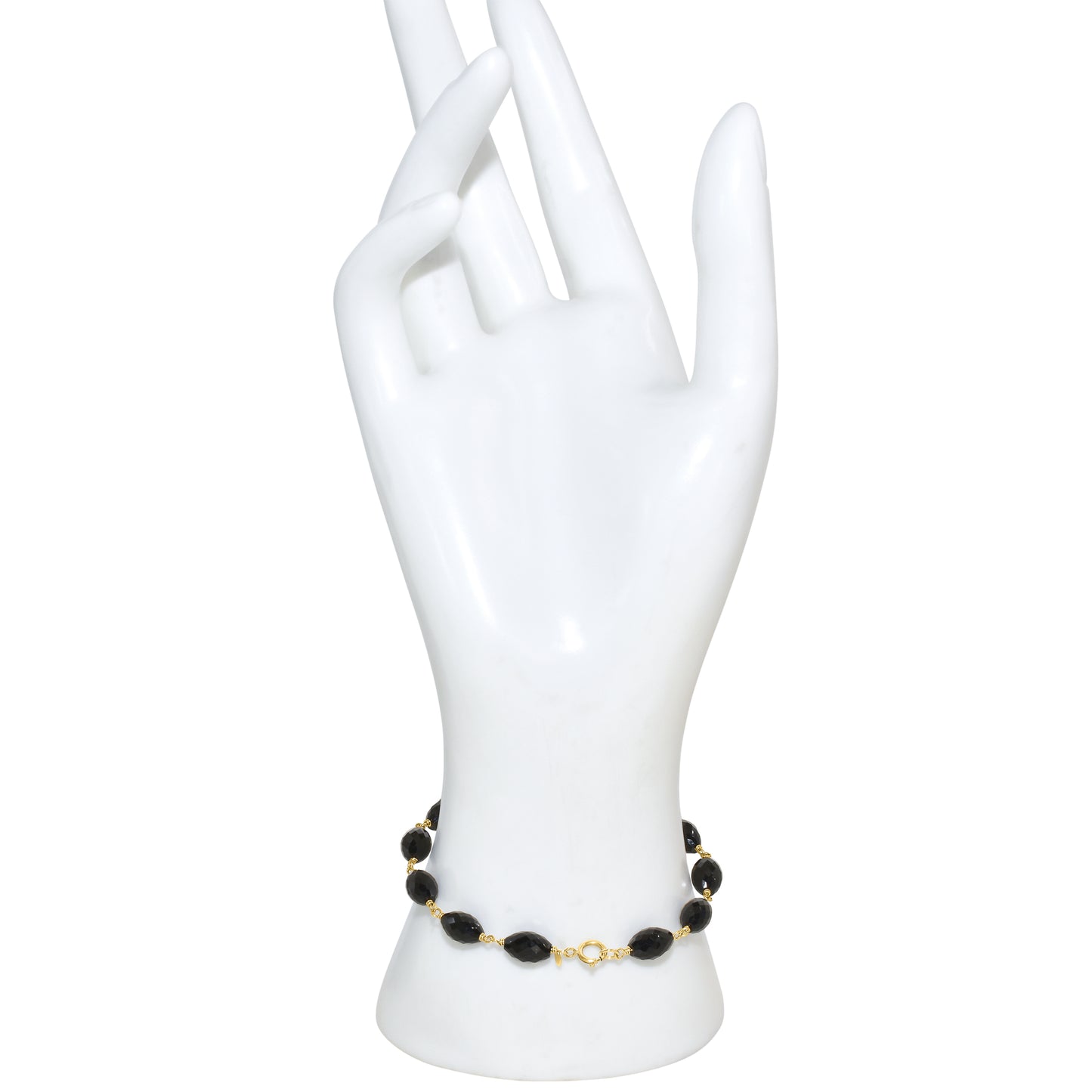 14k Black Onyx Faceted Oval Link Bracelet
