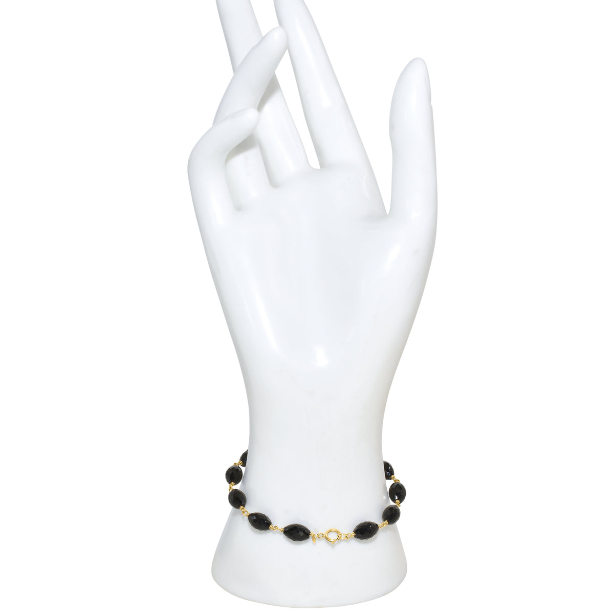 14k Black Onyx Faceted Oval Link Bracelet