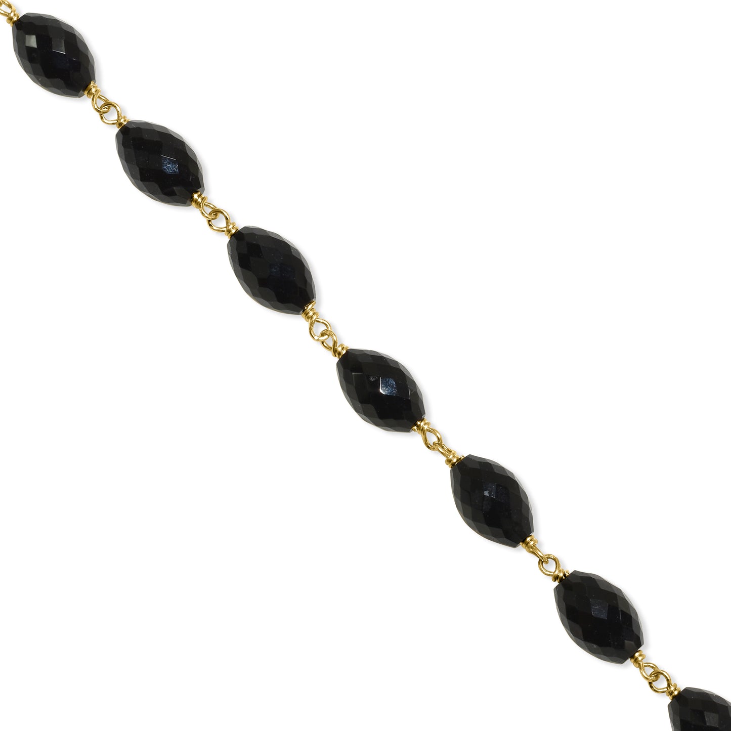 14k Black Onyx Faceted Oval Link Bracelet