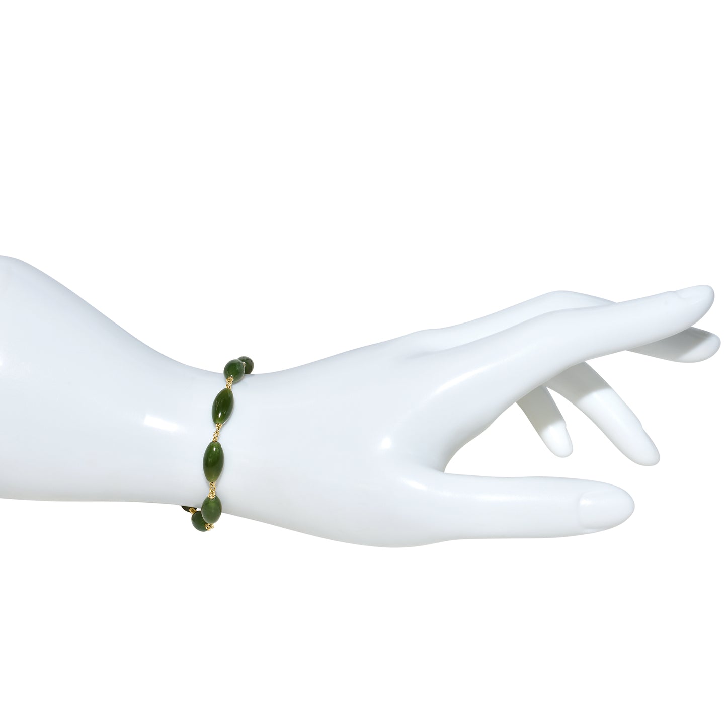 14k Nephrite Jade Oval Link Bracelet