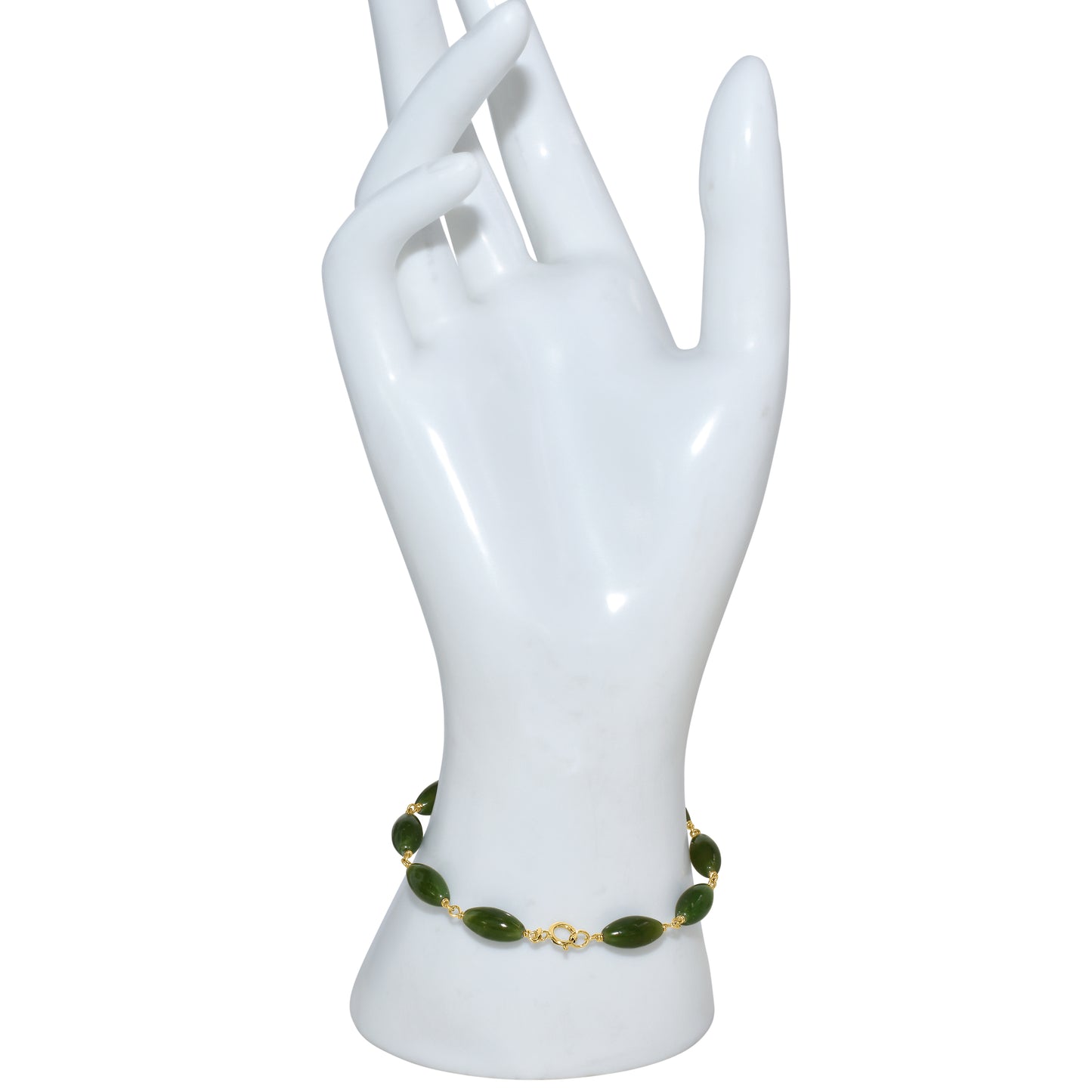 14k Nephrite Jade Oval Link Bracelet