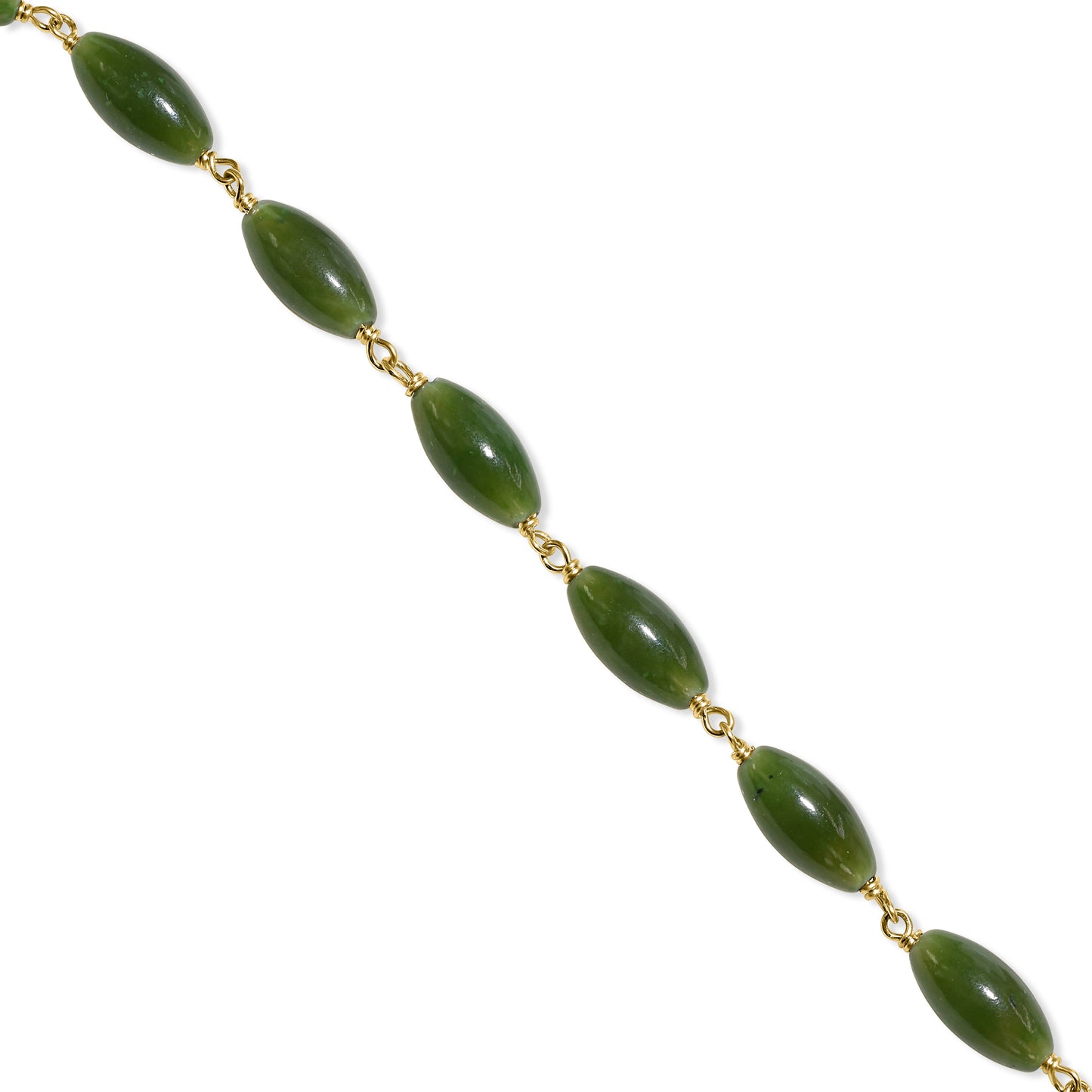14k Nephrite Jade Oval Link Bracelet