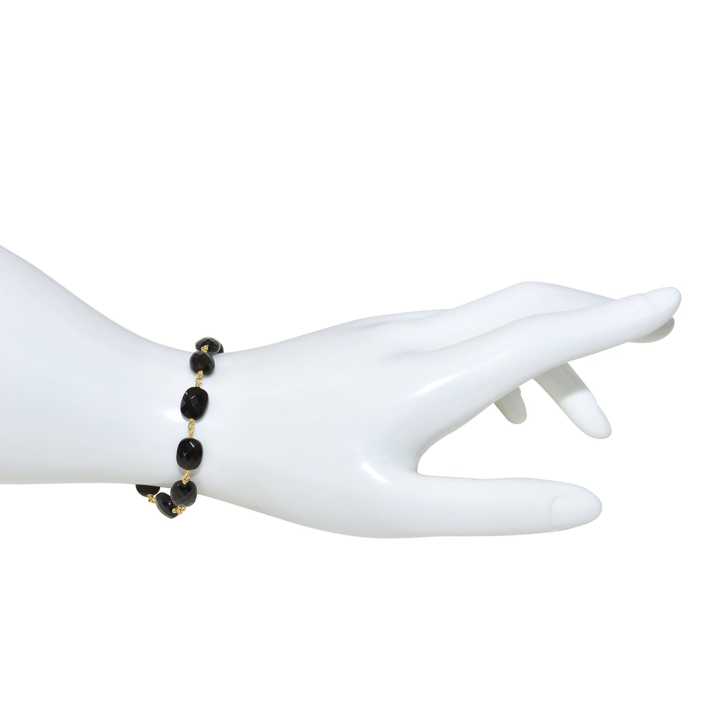 14k Black Onyx Faceted Cushion Link Bracelet