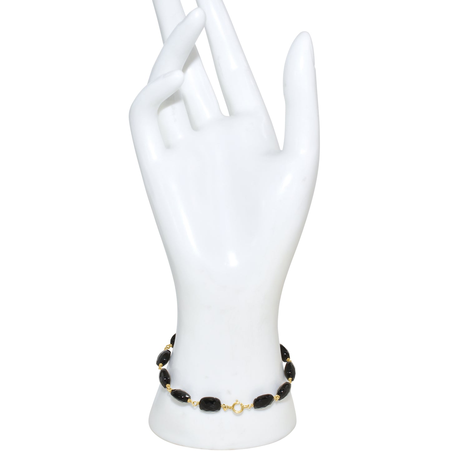 14k Black Onyx Faceted Cushion Link Bracelet