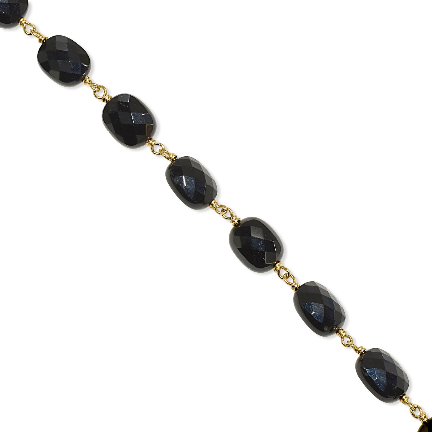 14k Black Onyx Faceted Cushion Link Bracelet