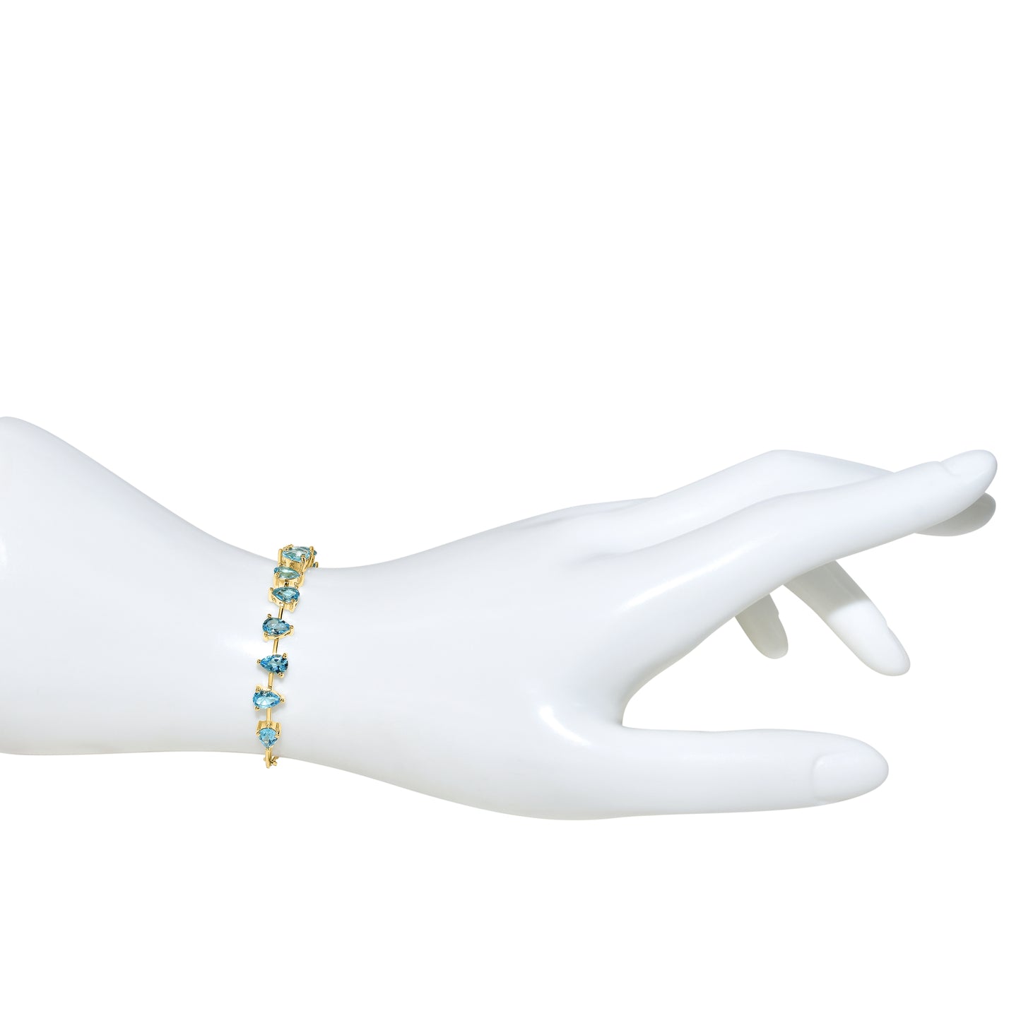 14k Swiss Blue Topaz Pear Link Paperclip Bracelet