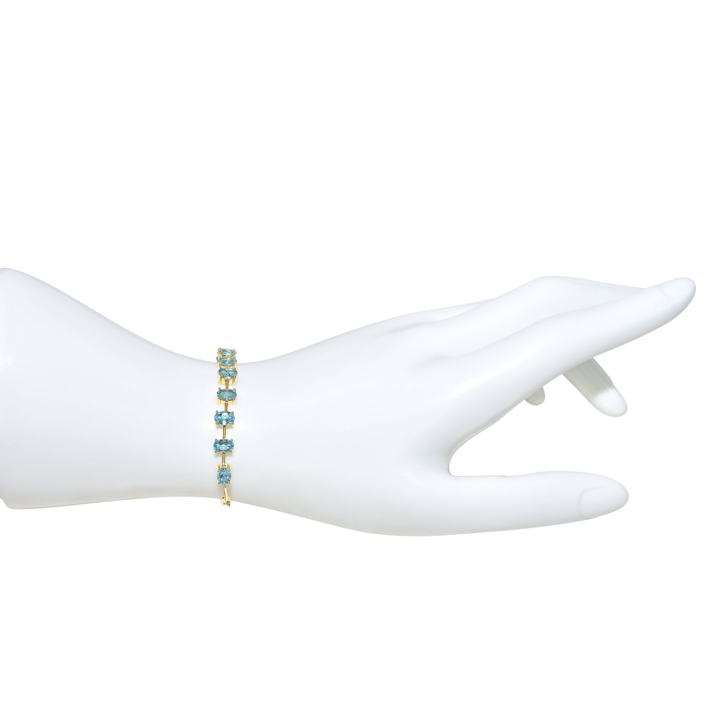 14k Swiss Blue Topaz Oval Link Paperclip Bracelet