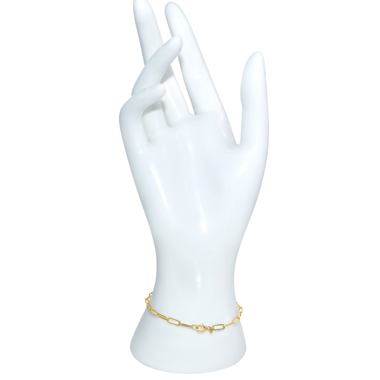 14k Green Onyx Round Bezel Paperclip Bracelet