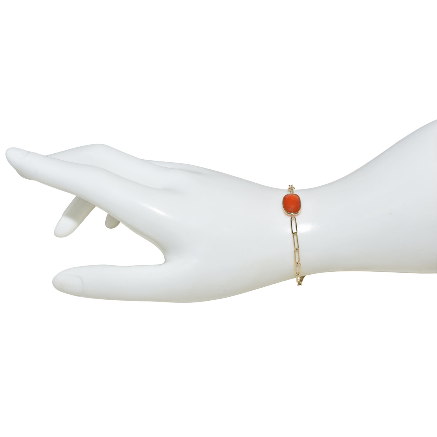 14k Carnelian Cushion Paperclip Bracelet