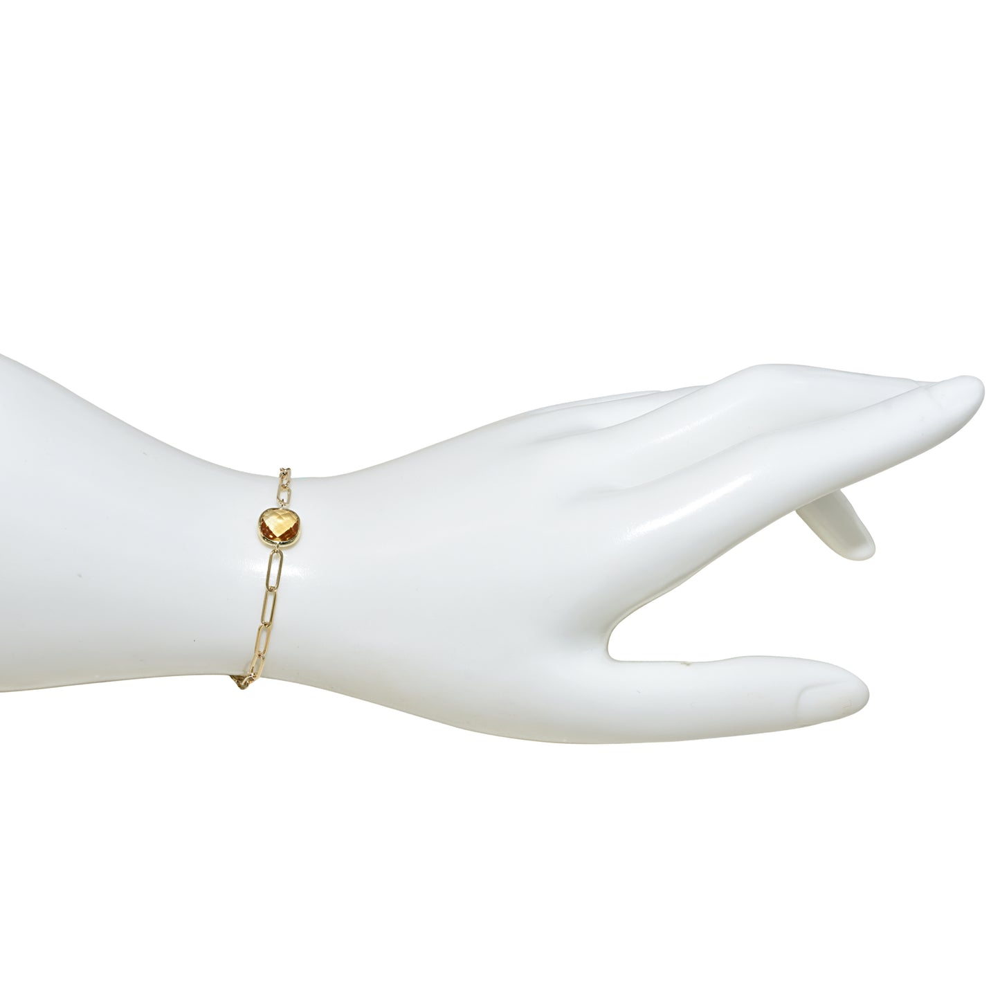 14k Citrine Cushion Paperclip Bracelet