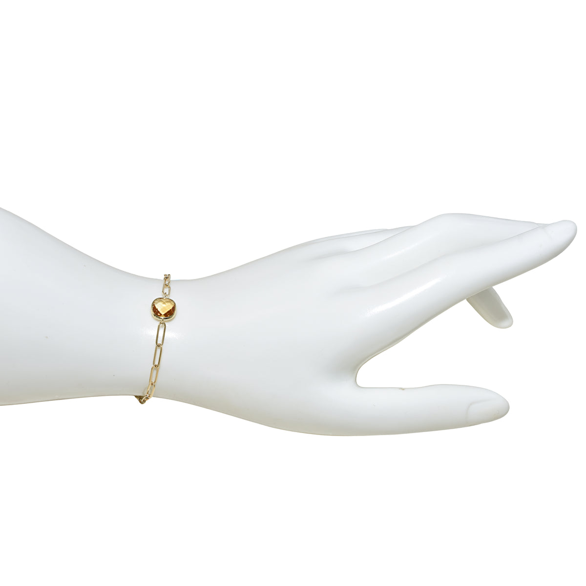 14k Citrine Cushion Paperclip Bracelet