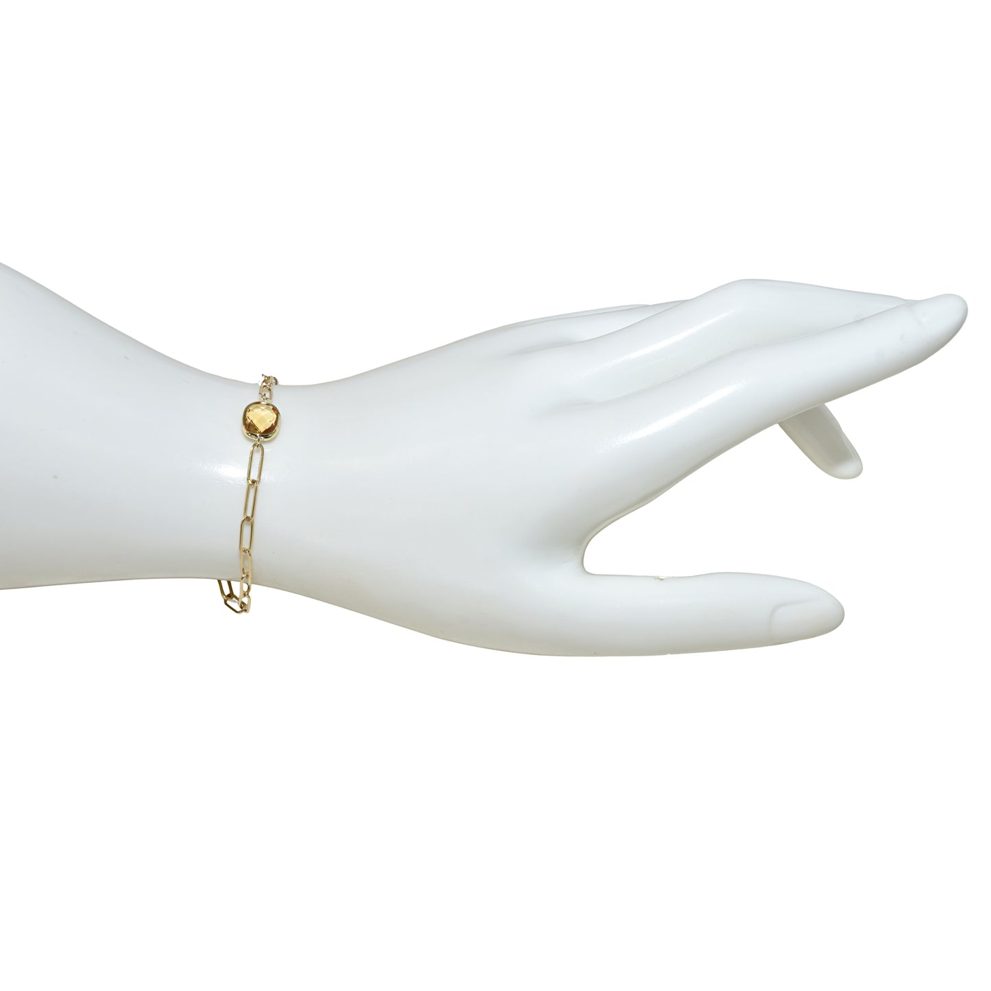 14k Citrine Cushion Paperclip Bracelet