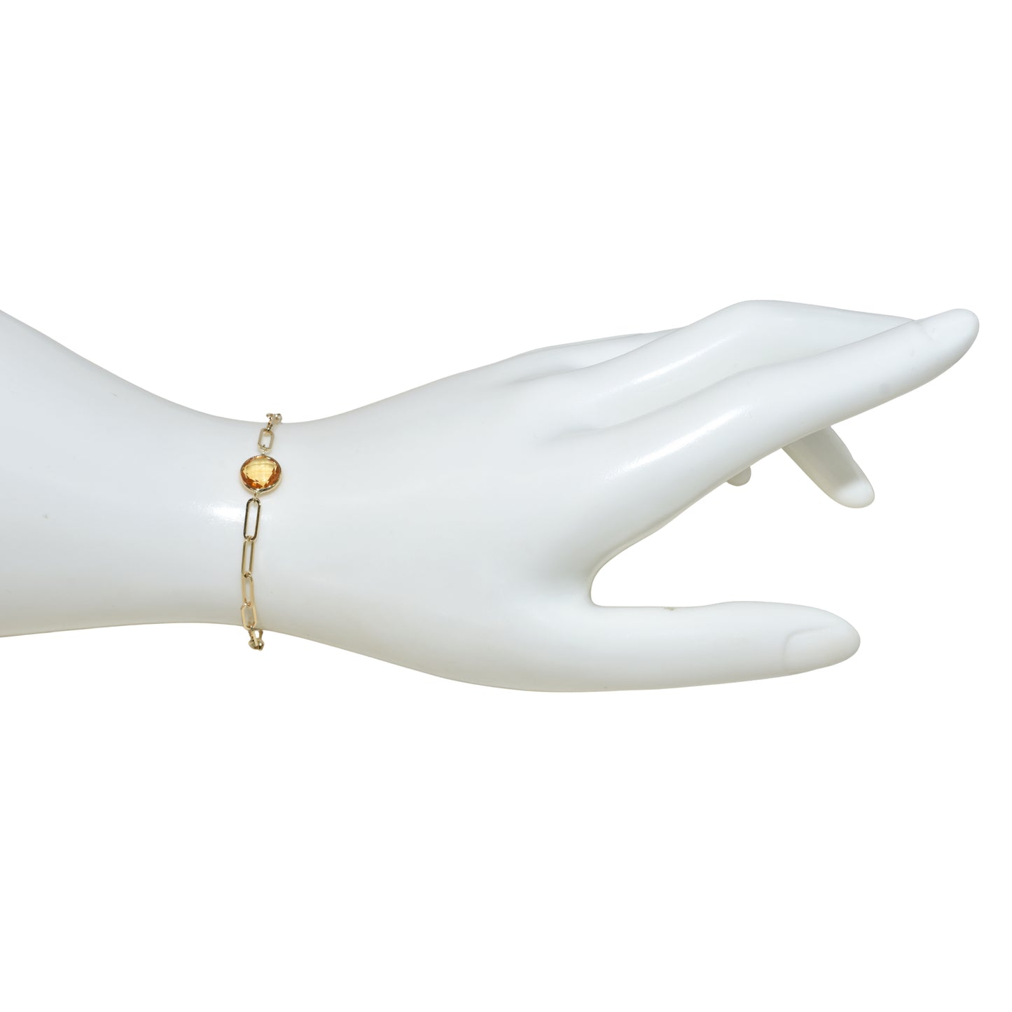 14k Citrine Round Paperclip Bracelet