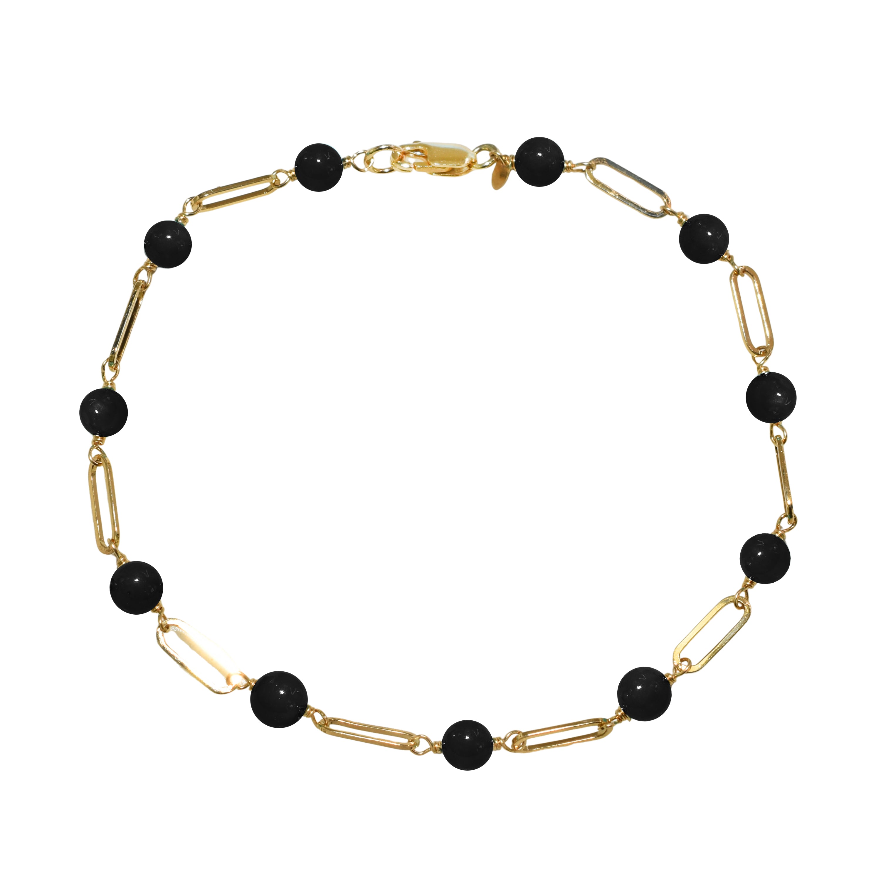 14k Paperclip and Gemstone Bracelet