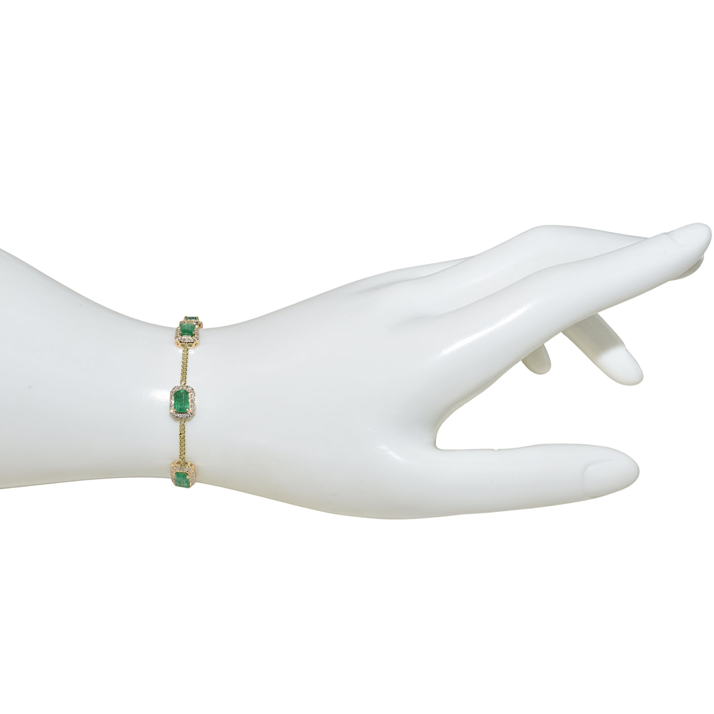 14k Emerald Diamond Square Bezel Bracelet