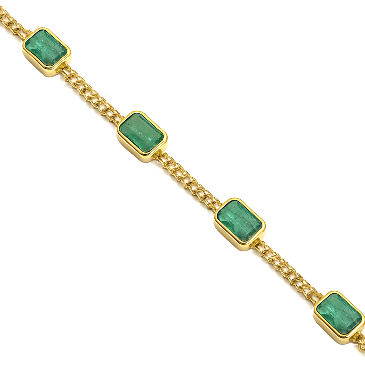 14k Emerald Square Bezel Bracelet