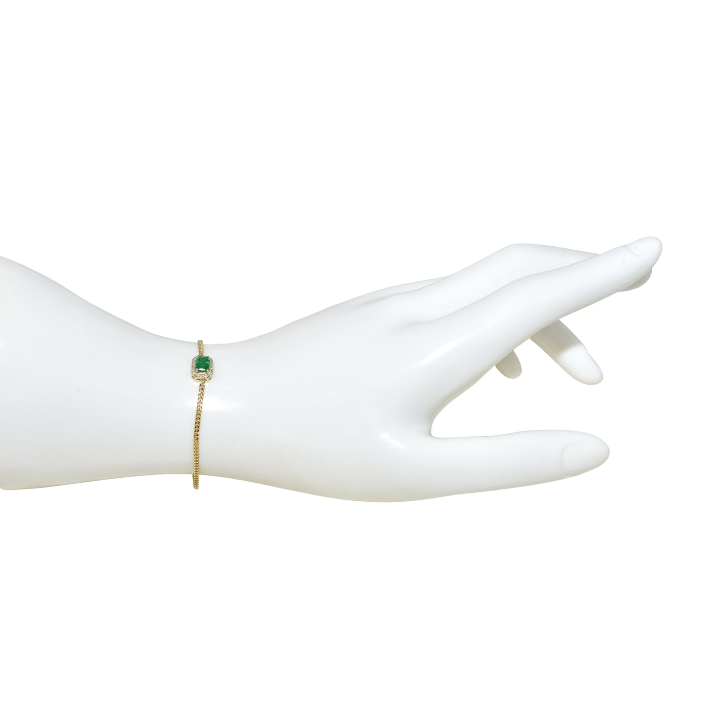 14k Emerald Diamond Square Bezel Bracelet