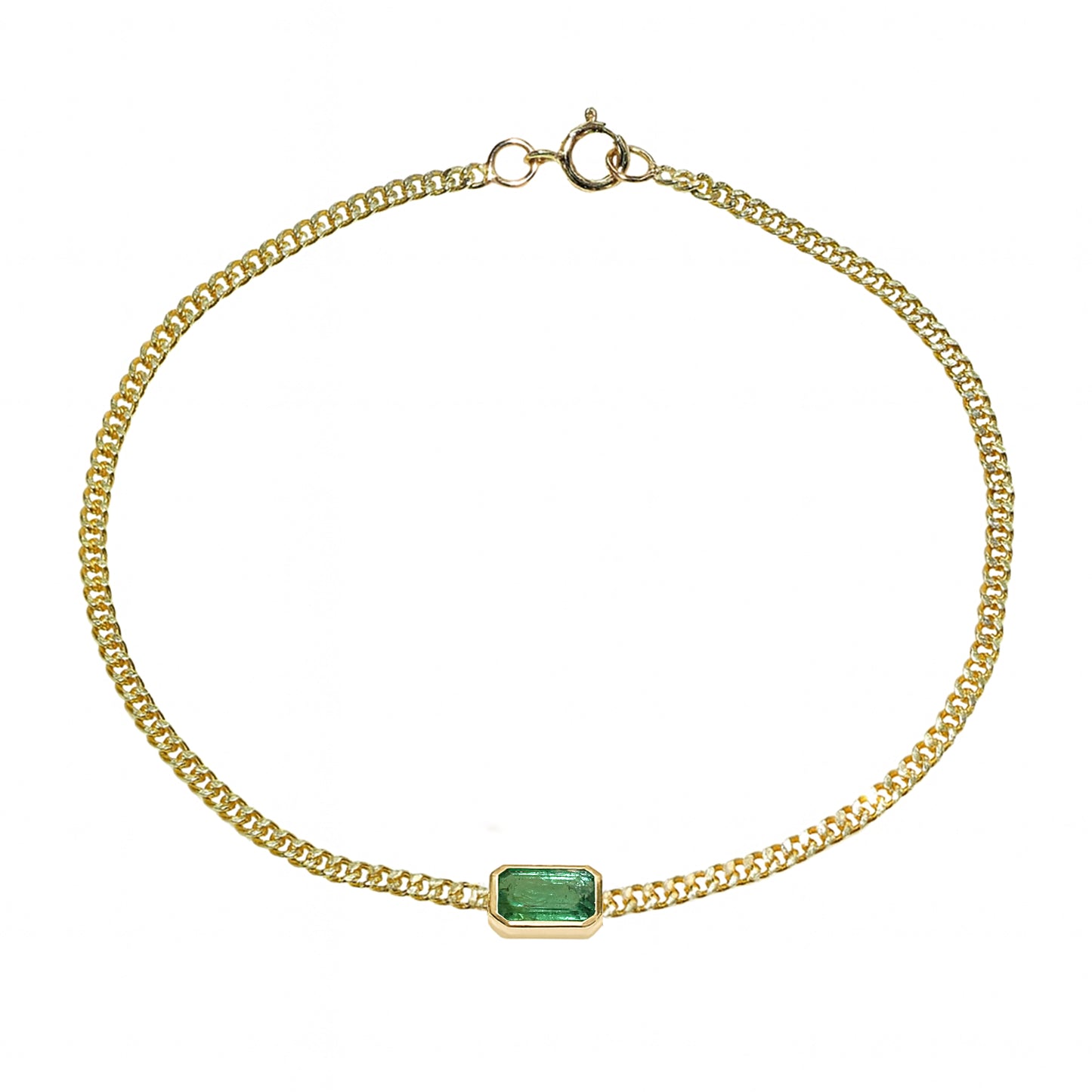 14k Emerald Square Bezel Bracelet