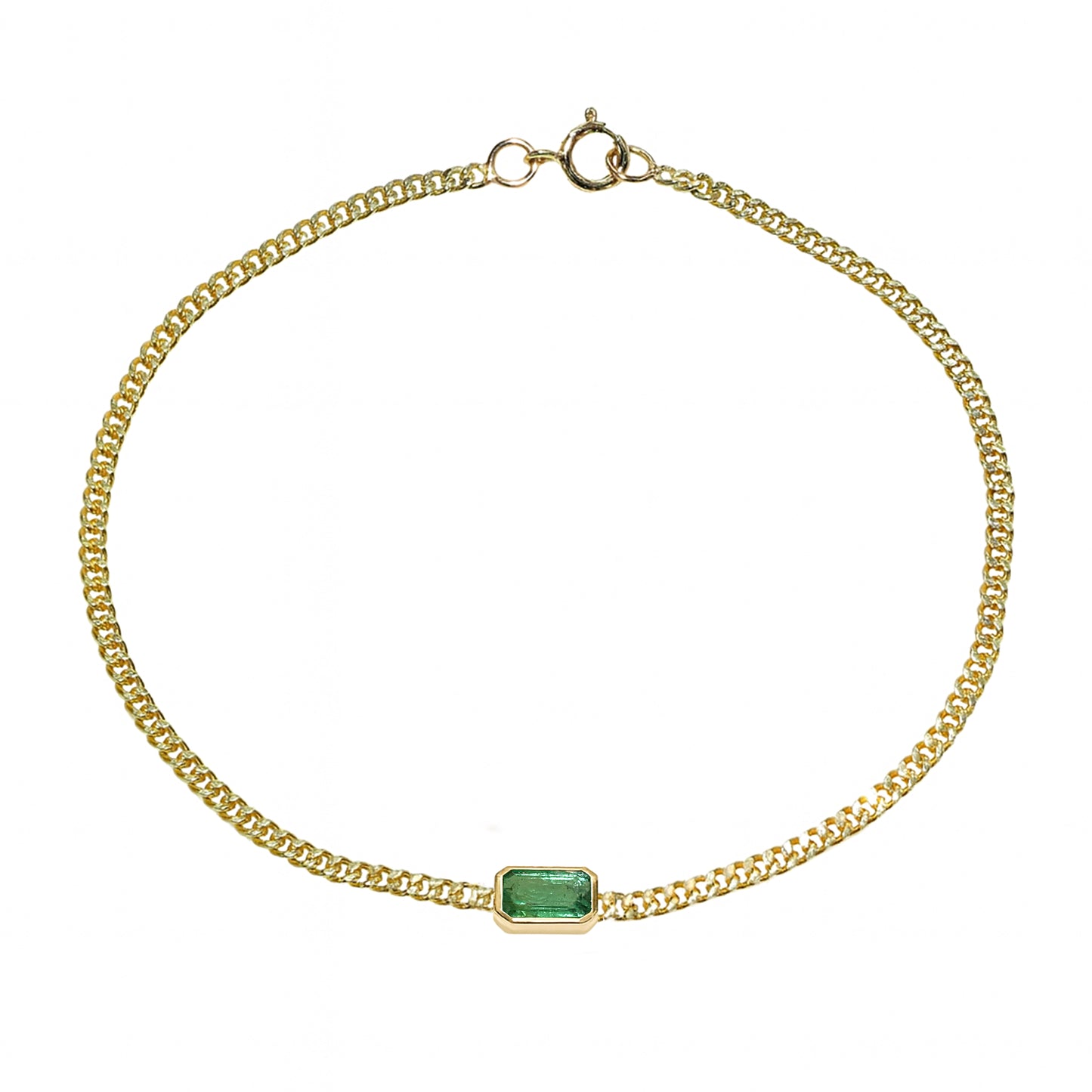 14k Emerald Square Bezel Bracelet