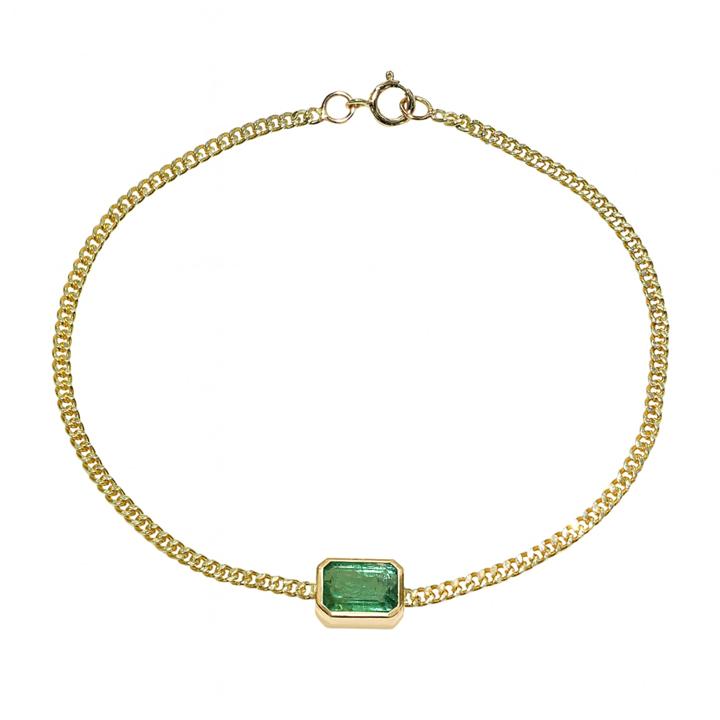 14k Emerald Square Bezel Bracelet