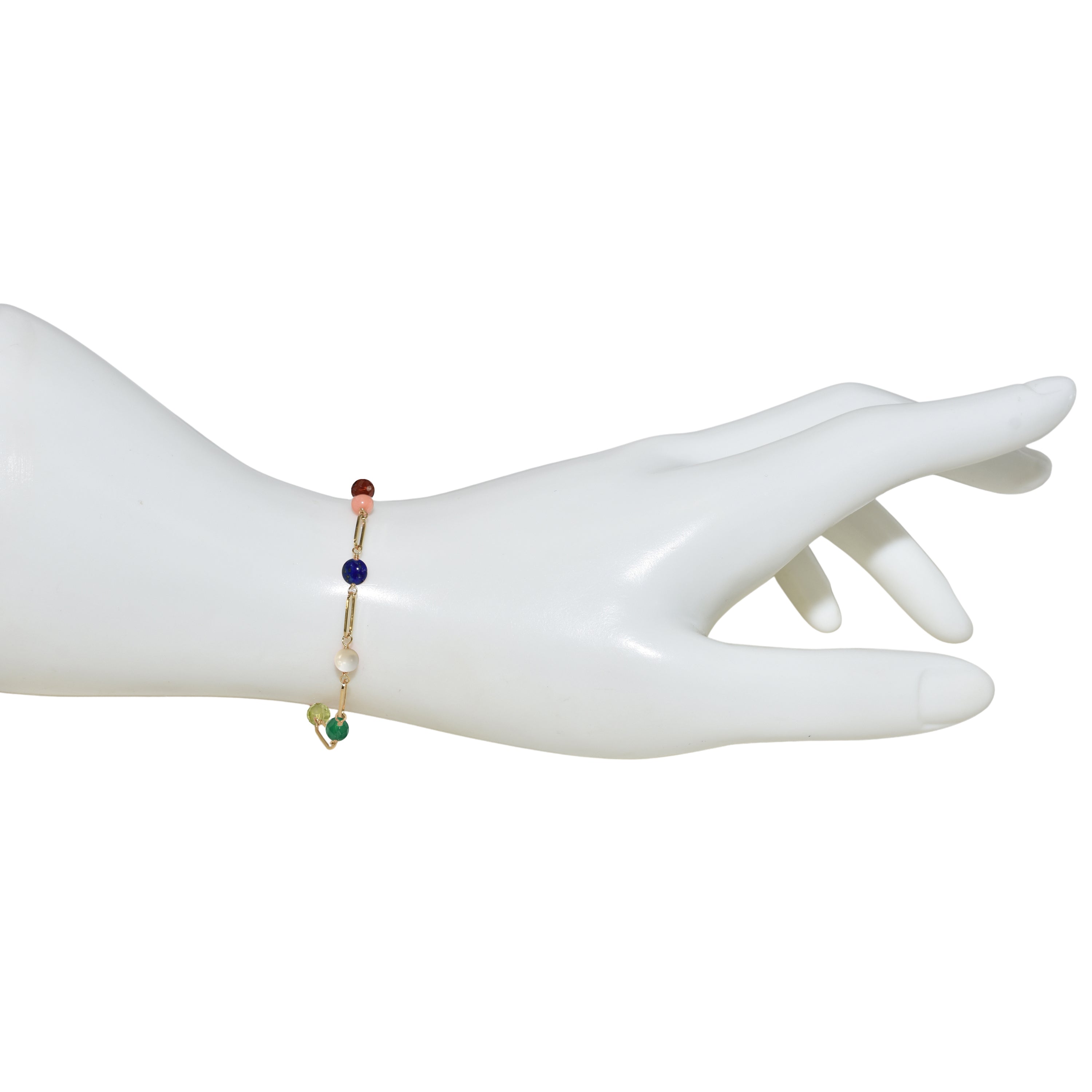 14k Paperclip and Gemstone Bracelet