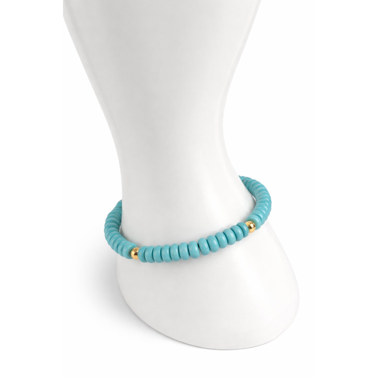 14k Turquoise Roundel Gold Ball Bracelet