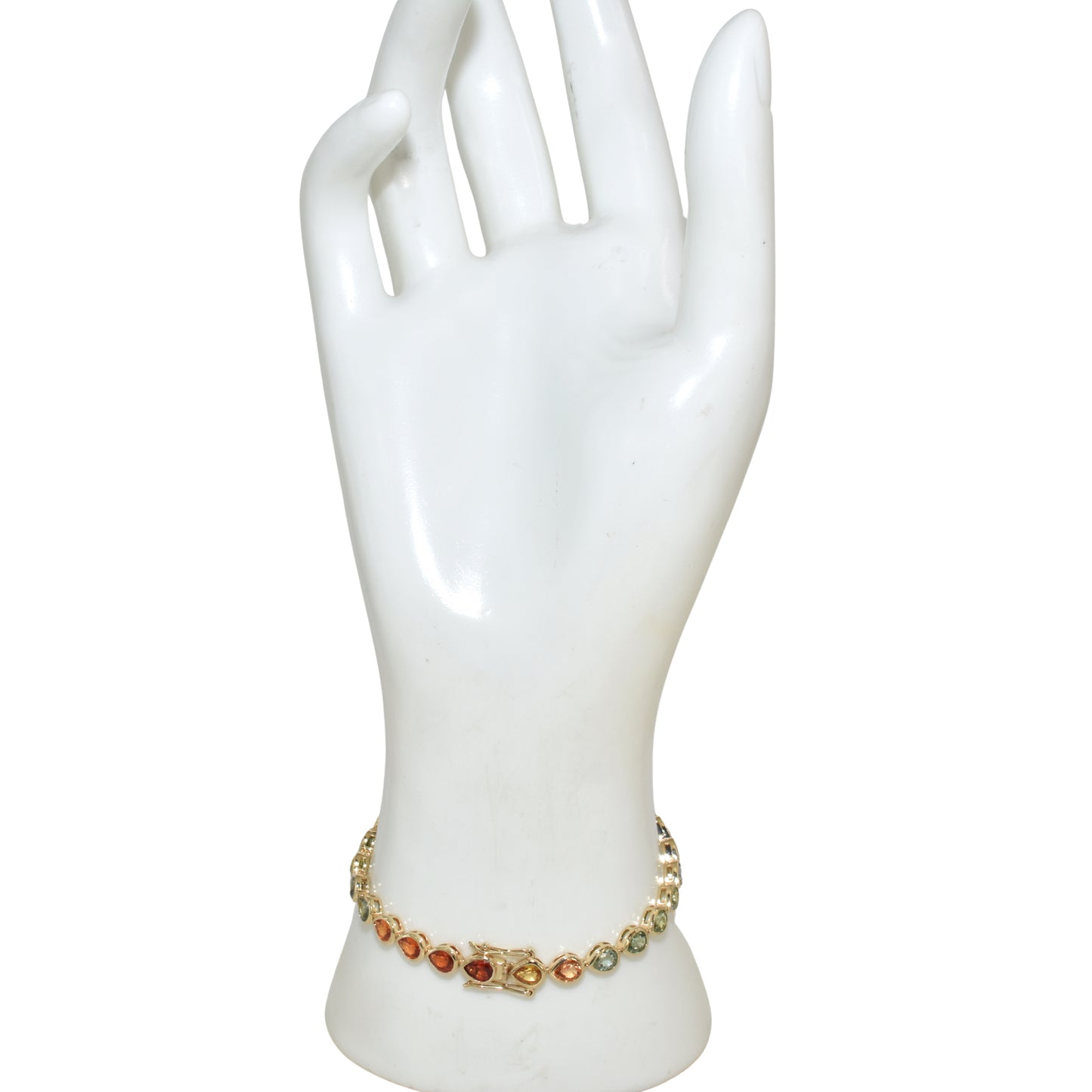 14k Multi Sapphire Pear Shape Bezel Tennis Bracelet