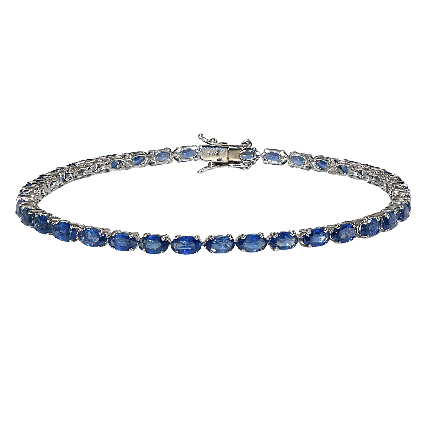 14k White Sapphire Oval Shaped Bracelet