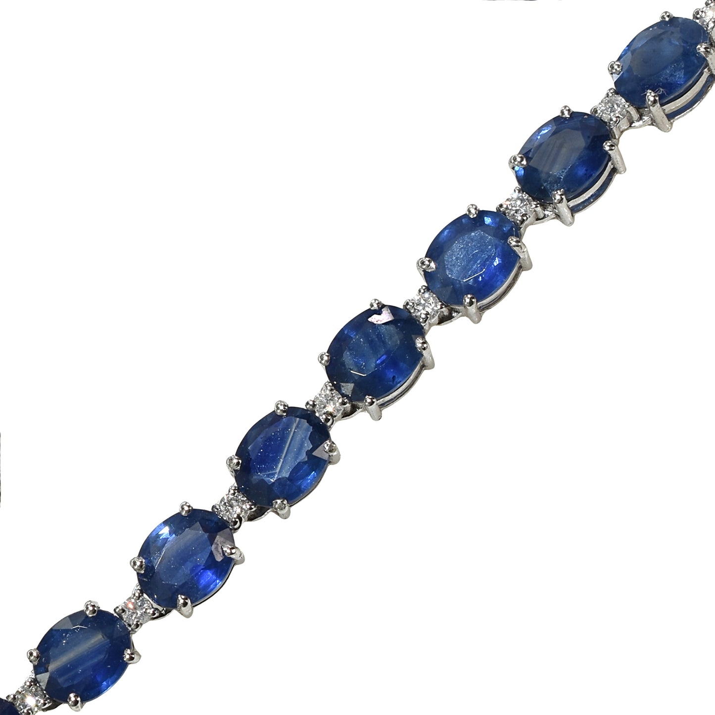 14k White Gold Sapphire Diamond Tennis Bracelet